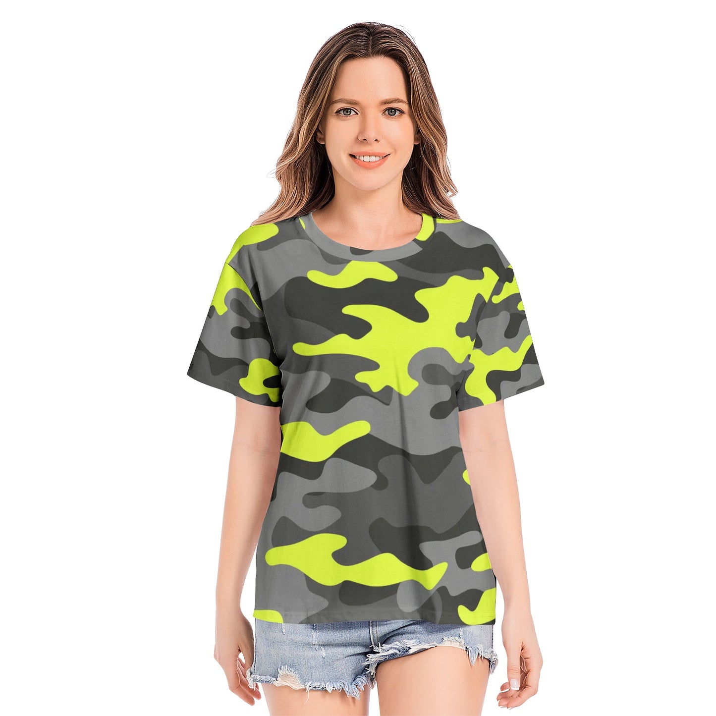 Camo T-shirt | Cotton | Unisex | Yellow, Black, and White