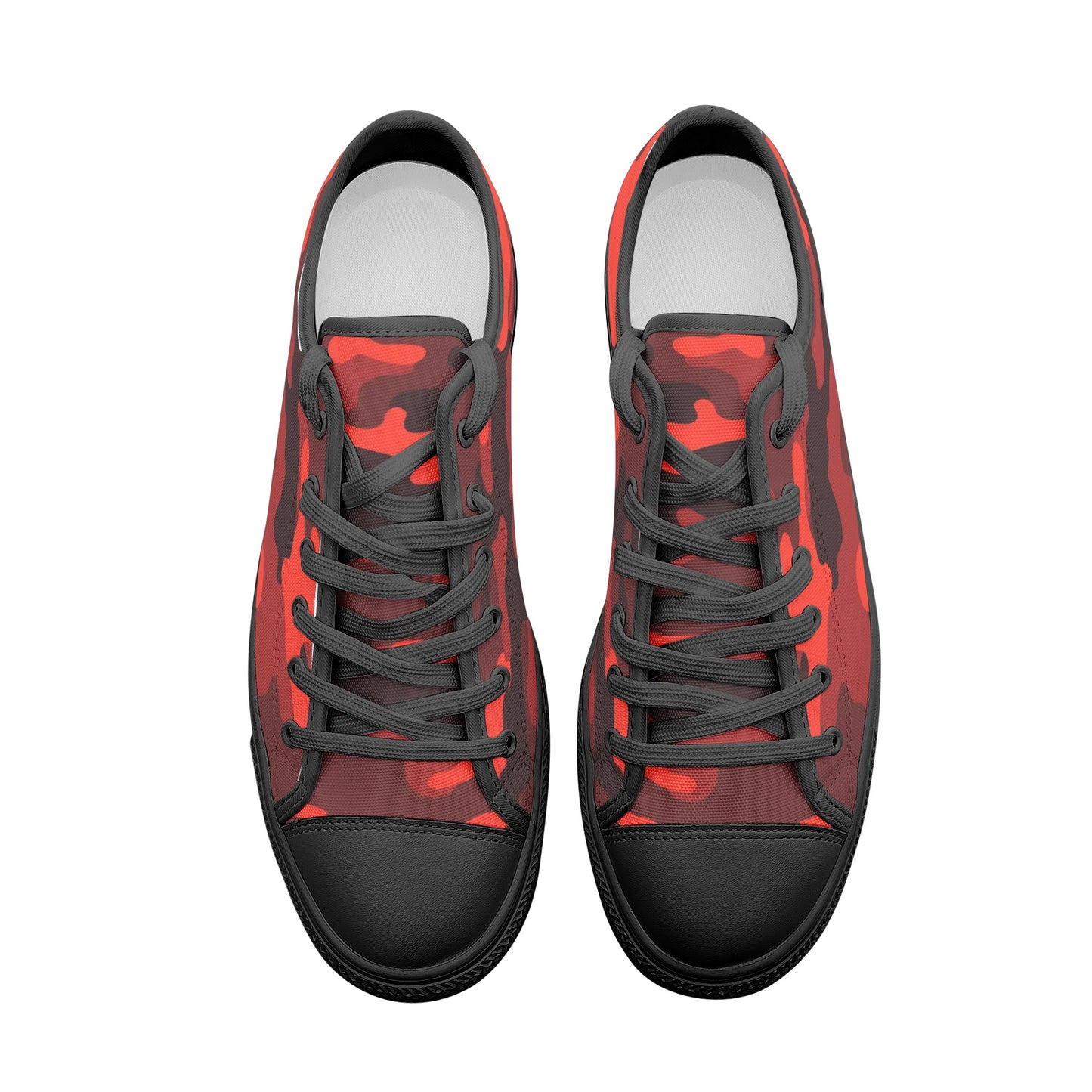 Camo Shoes | Low Top Canvas | Scarlet Red & Black