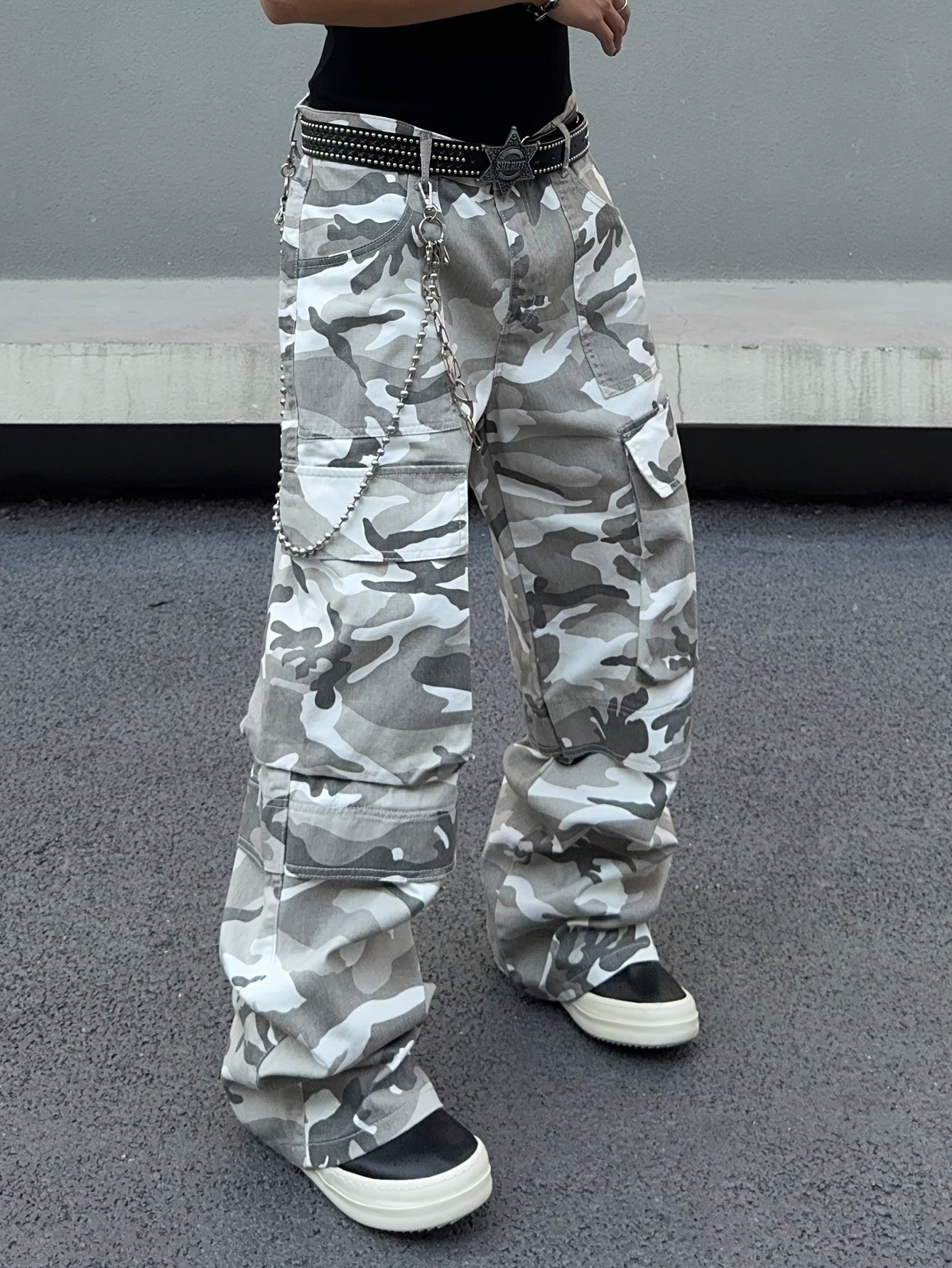 American Street Fashion Camouflage Work Pants with Loose Pockets