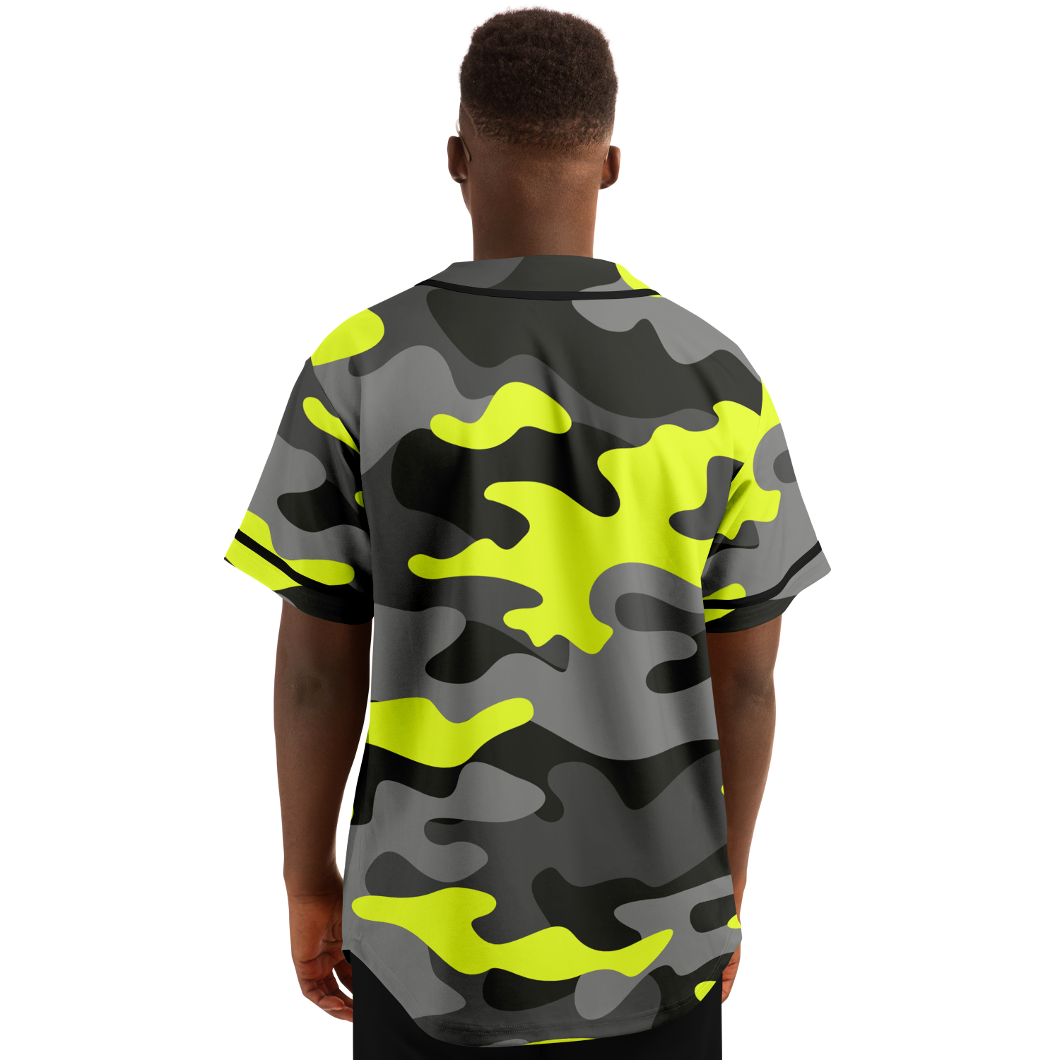 Camo Baseball Jersey | Black, Gray & Yellow Camouflage