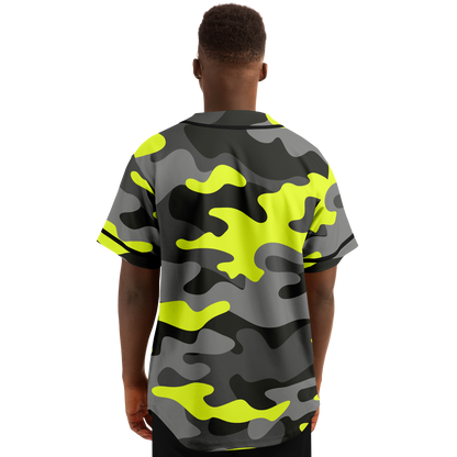 Camo Baseball Jersey | Black, Gray & Yellow Camouflage