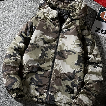 Men's Windproof Camo Jacket with Fleece Lining | Sports Coat