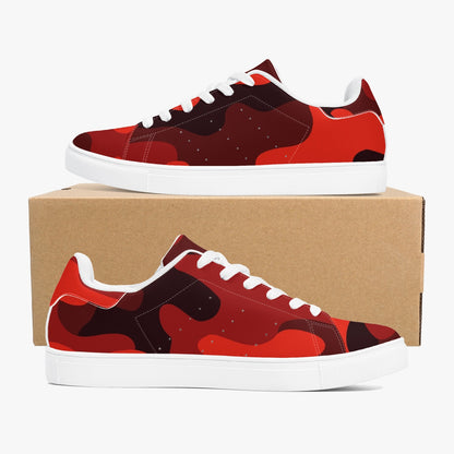 Camo Sneakers | Classic Low-Top Leather | Scarlet Red & Black