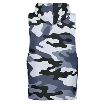 Sleeveless Hoodie | Light Blue Camouflage