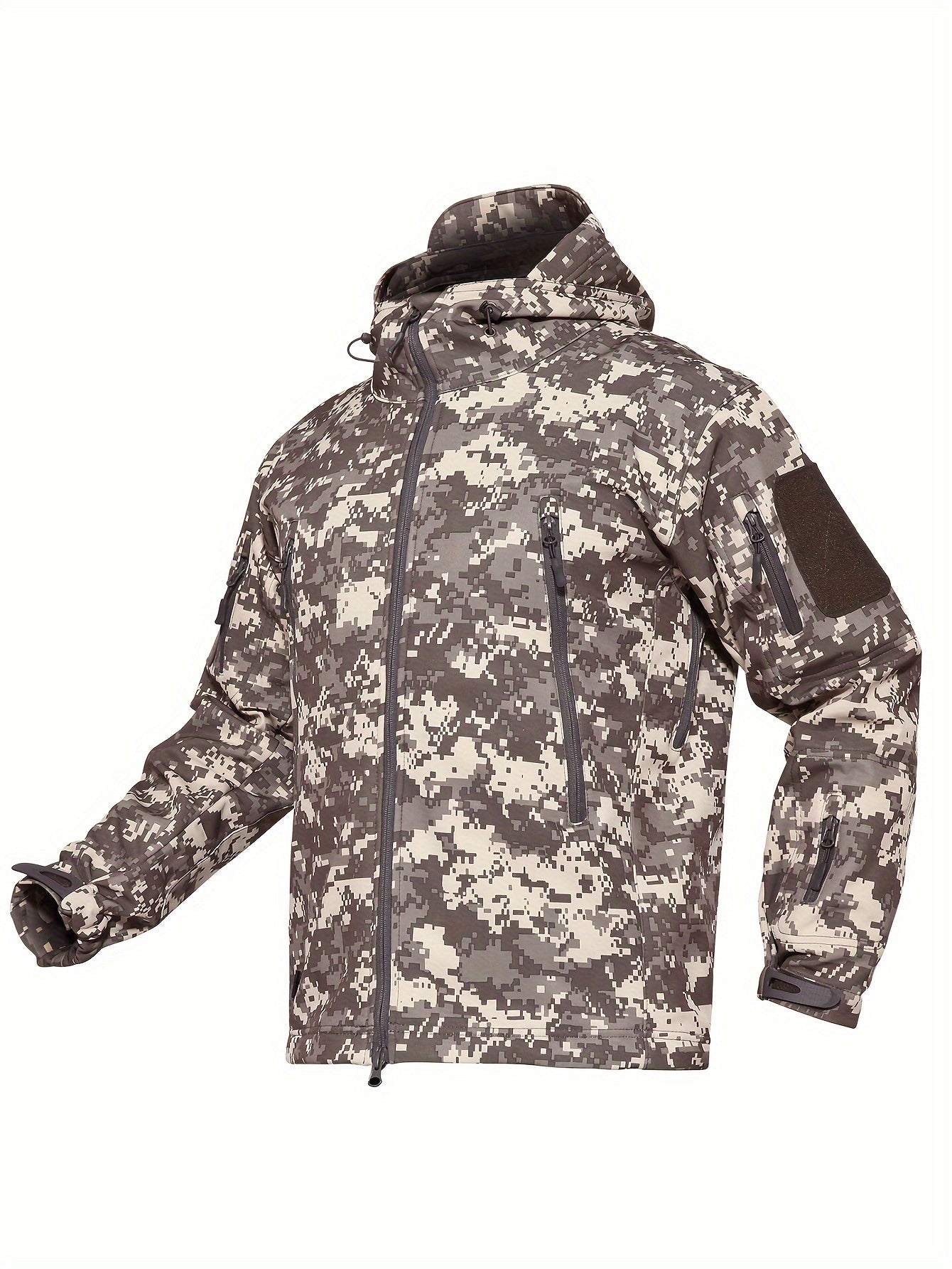 Men's Fleece Softshell Jacket | Multi-Pocket Windproof Ski Gear