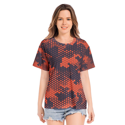 Camo T-shirt | Cotton | Unisex | Orange and Blue Digital