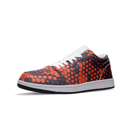 Camo Shoes | Orange & Blue Digital Low Top Leather Sneakers