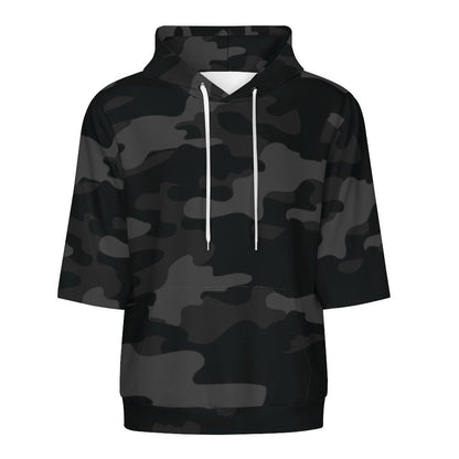 Short Sleeve Hoodie | Black Camouflage