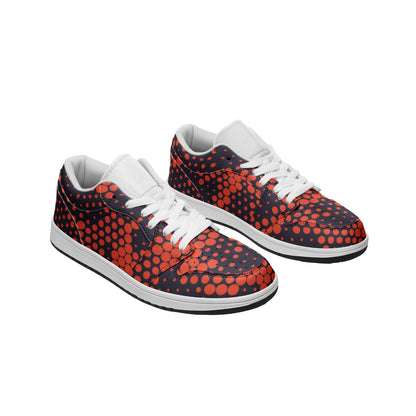 Camo Shoes | Orange & Blue Digital Low Top Leather Sneakers