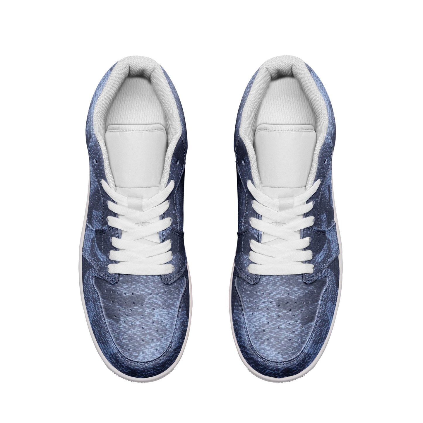 Camo Low Top Leather Sneakers | Denim Blue