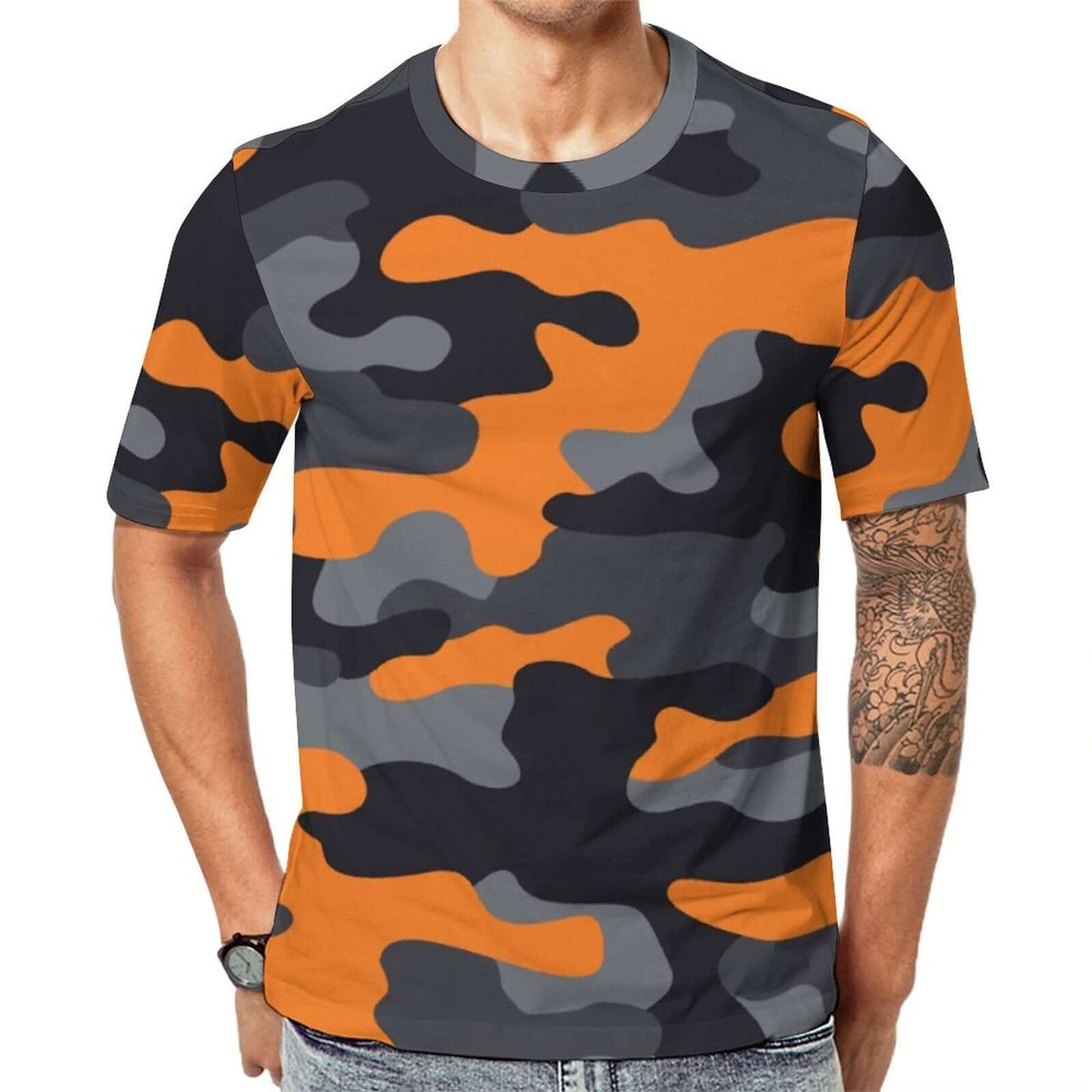 Camo Shirt | Orange, Gray & Black Camouflage T