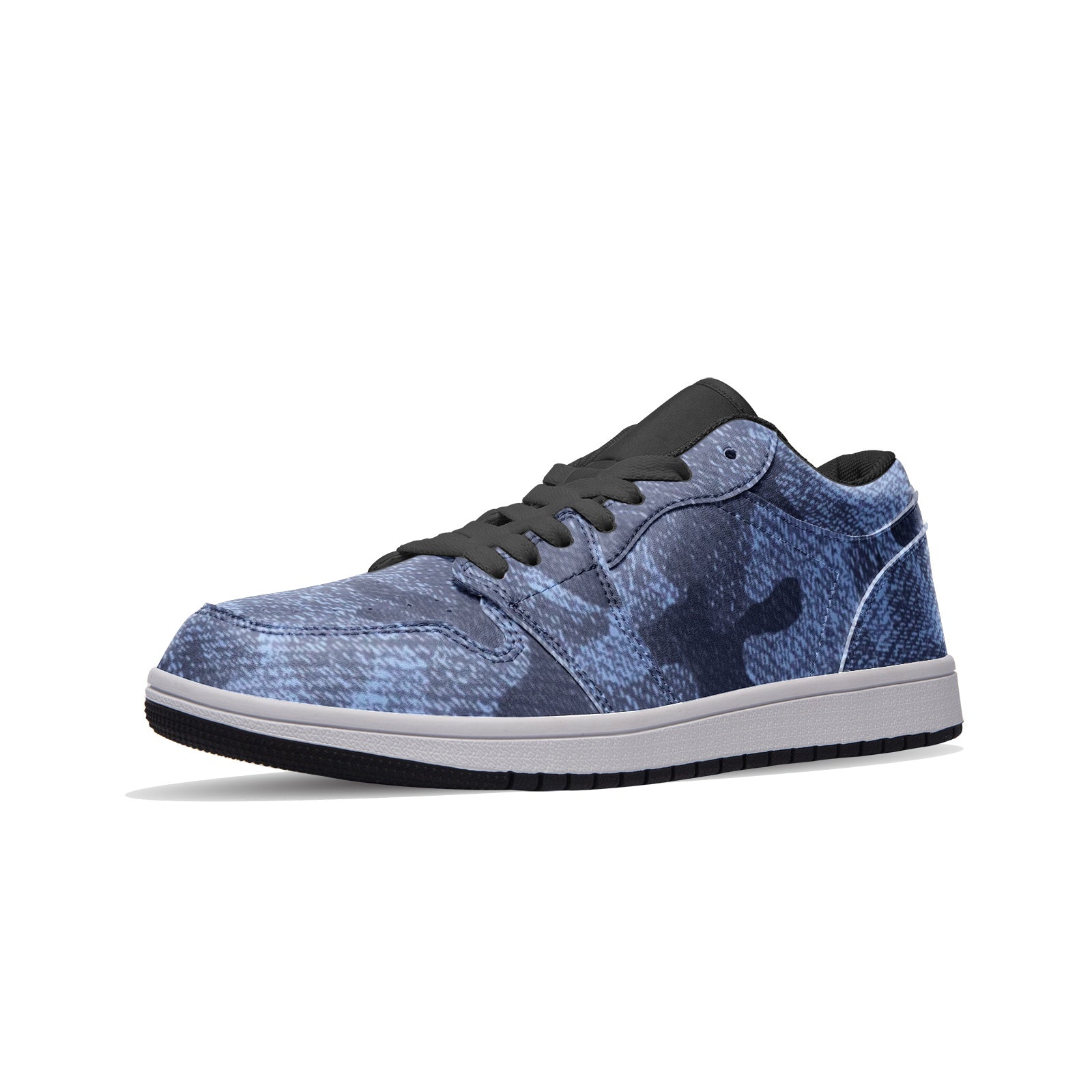 Camo Low Top Leather Sneakers | Denim Blue