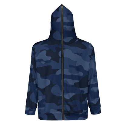 Zip up Camo Hoodie | Deep Blue Camouflage