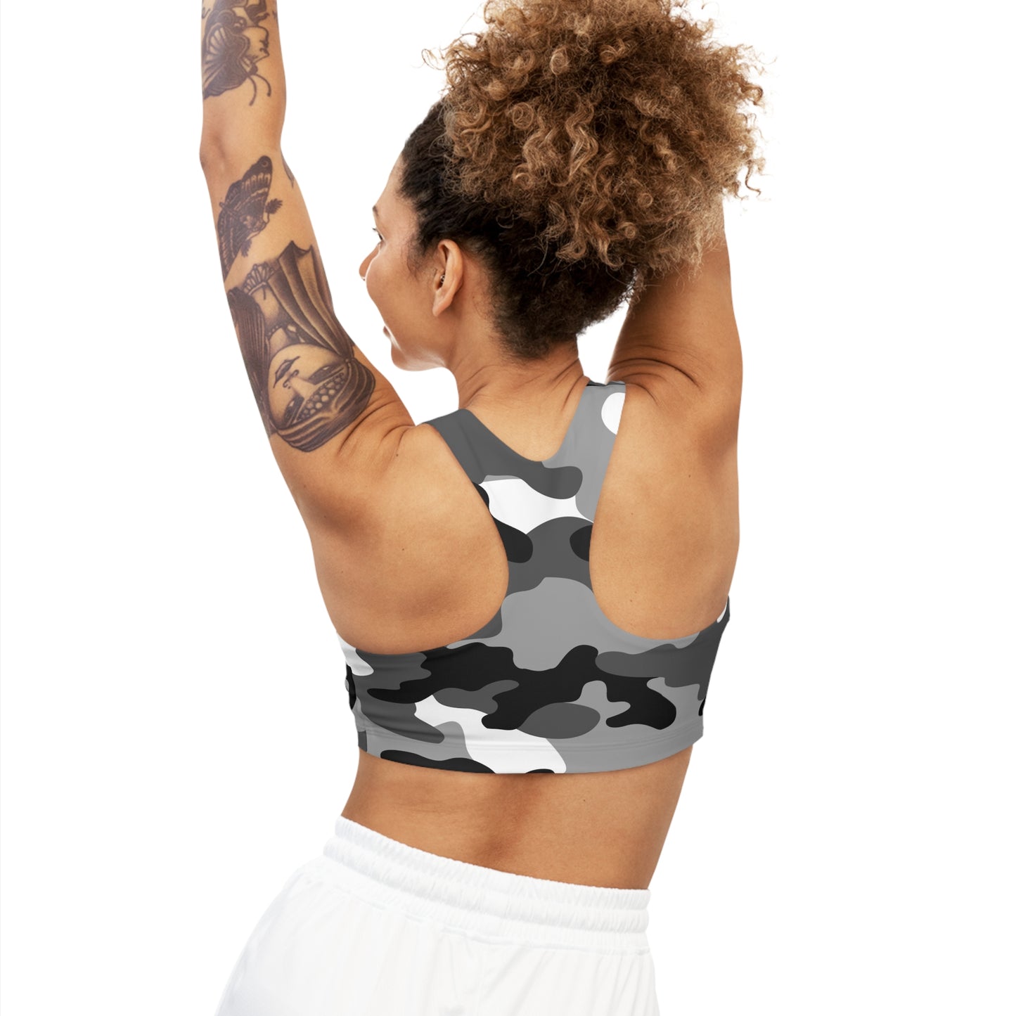 Camo Bra | Gray, Black, and White Sports Camouflage