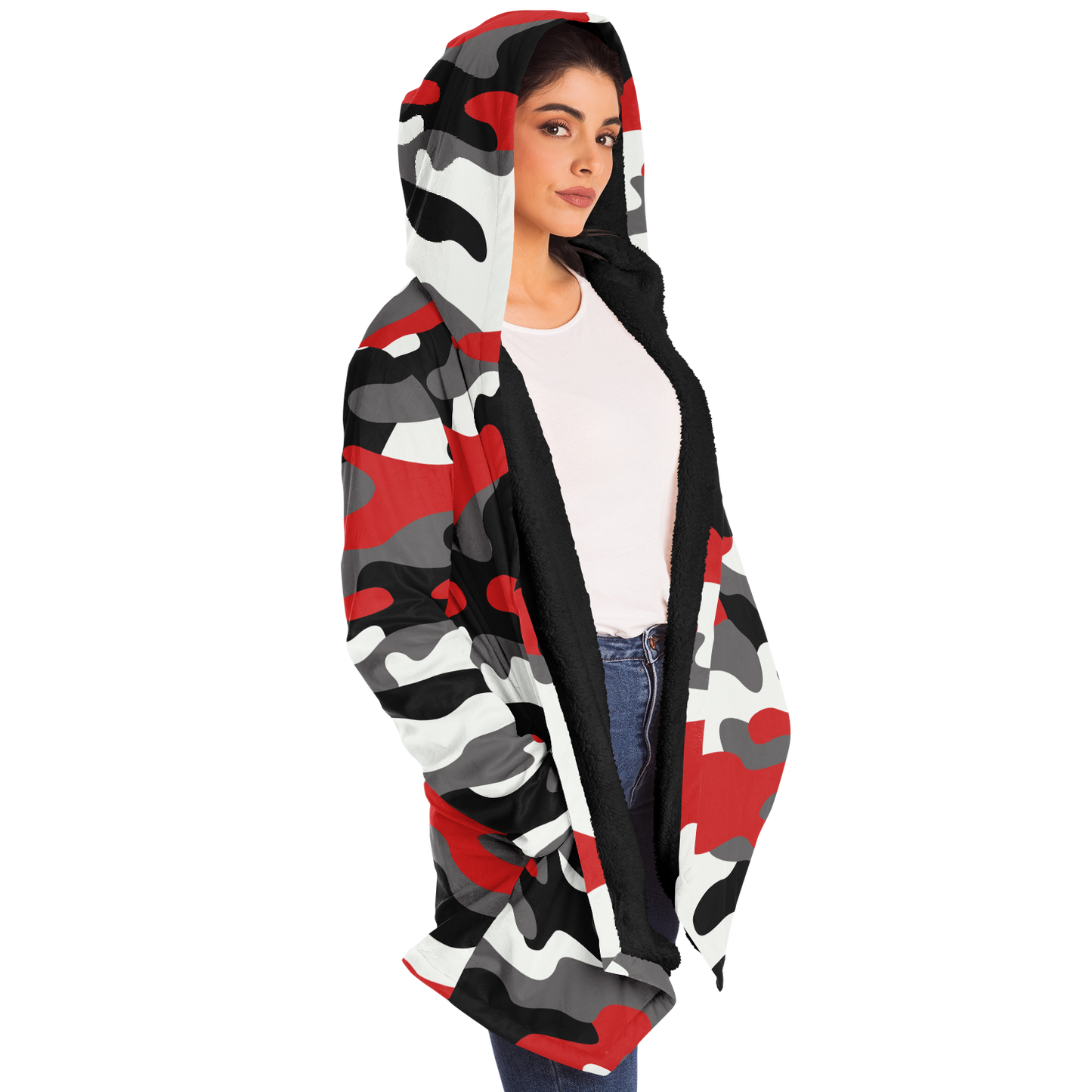 Camo Cloak | Red, Black, & White Camouflage | Microfleece