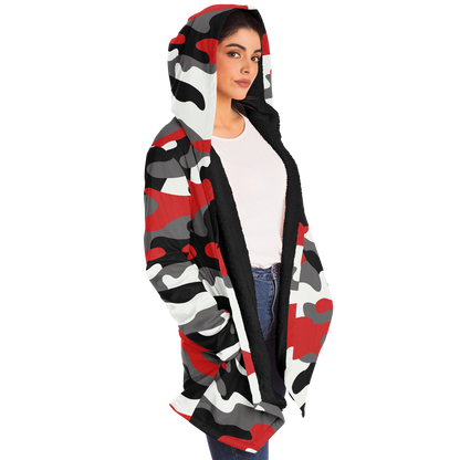 Camo Cloak | Red, Black, & White Camouflage | Microfleece