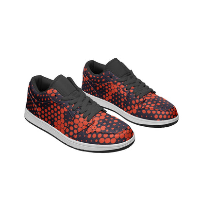 Camo Shoes | Orange & Blue Digital Low Top Leather Sneakers