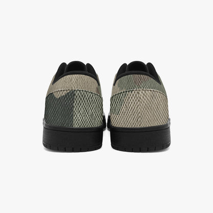 Camo Sneakers | Dirty Brown Low-Top Leather Camouflage Shoes