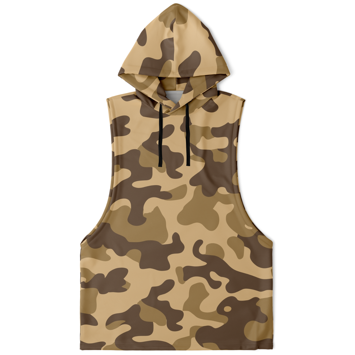 Sleeveless Hoodie | Khaki Camouflage