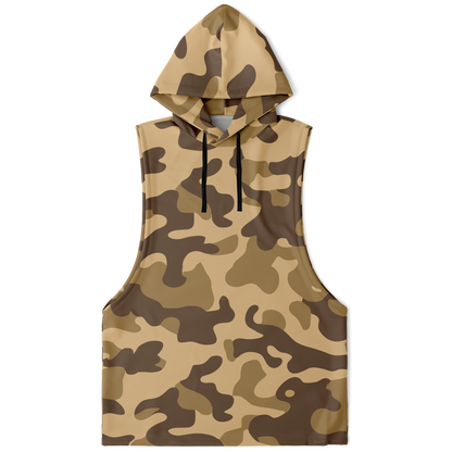 Sleeveless Hoodie | Khaki Camouflage