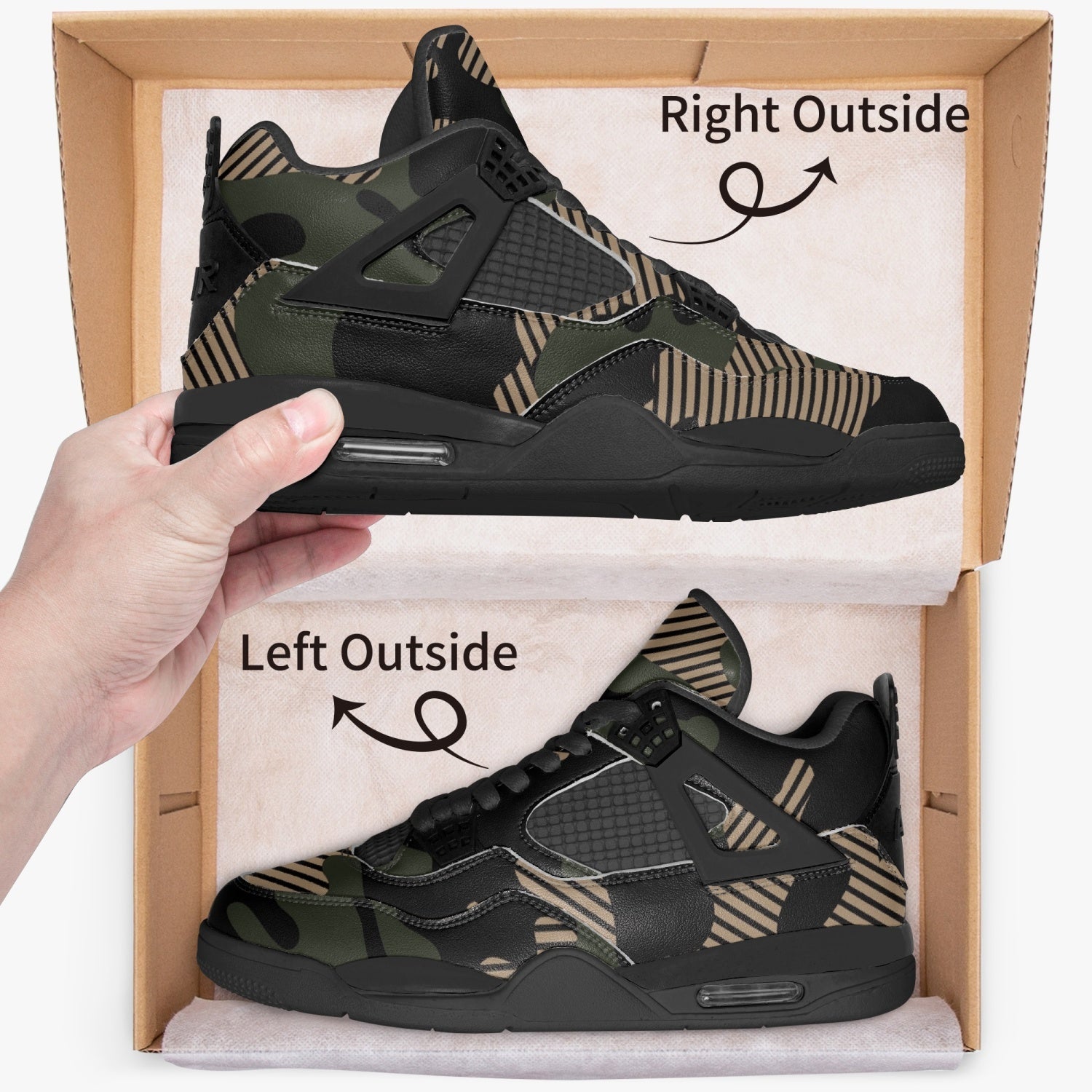 Camo Jordans AJ4 | Green Military Camouflage