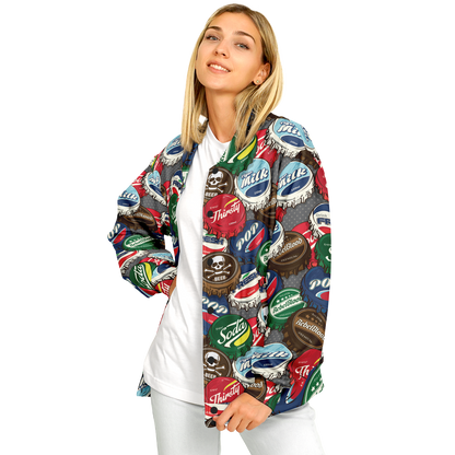 Baseball Jacket | Pop Art Bottle Caps | Heavyweight Coat