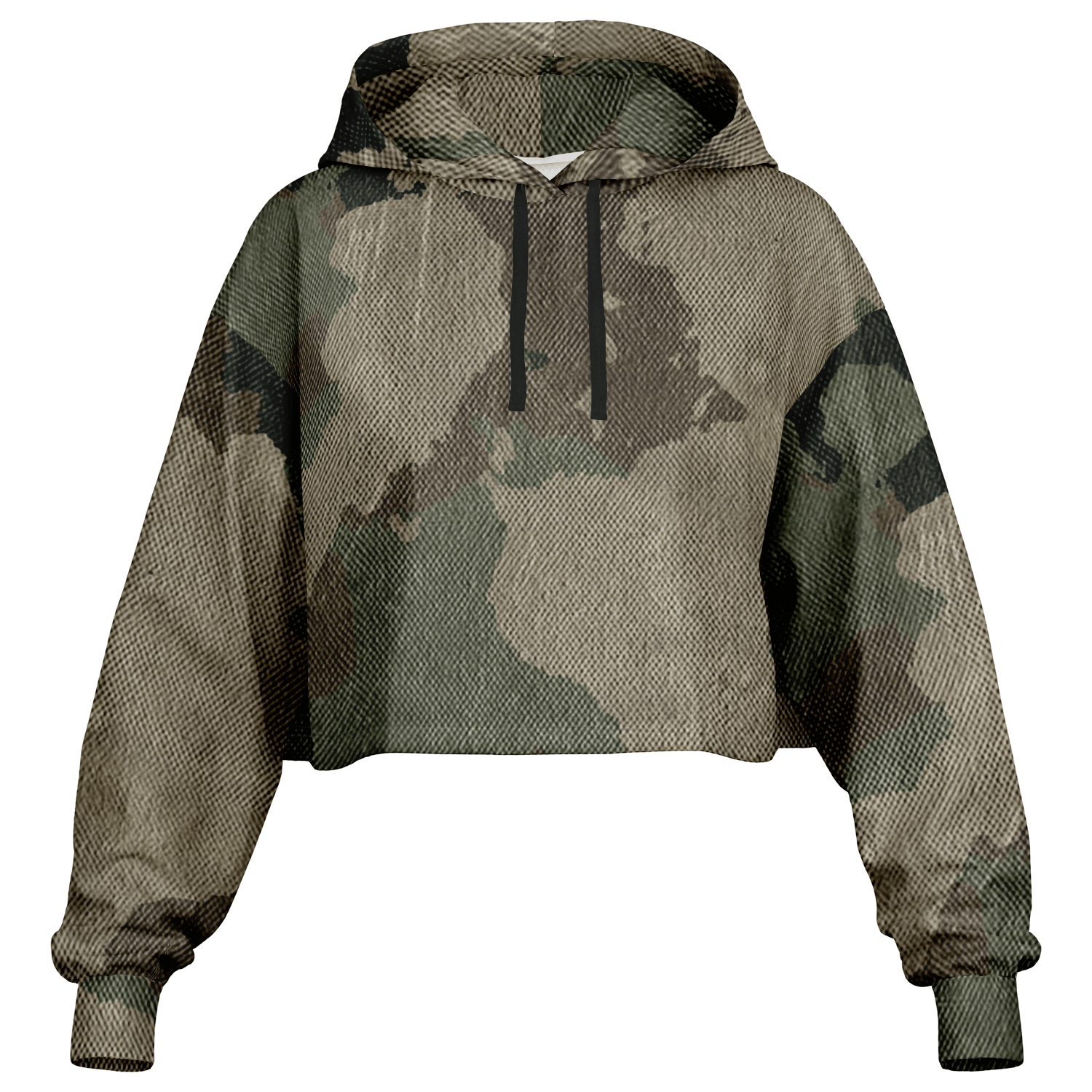 Cropped Hoodie For Women | Dirty Old Brown Camouflage