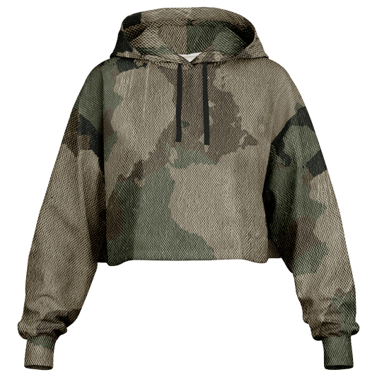 Cropped Hoodie For Women | Dirty Old Brown Camouflage