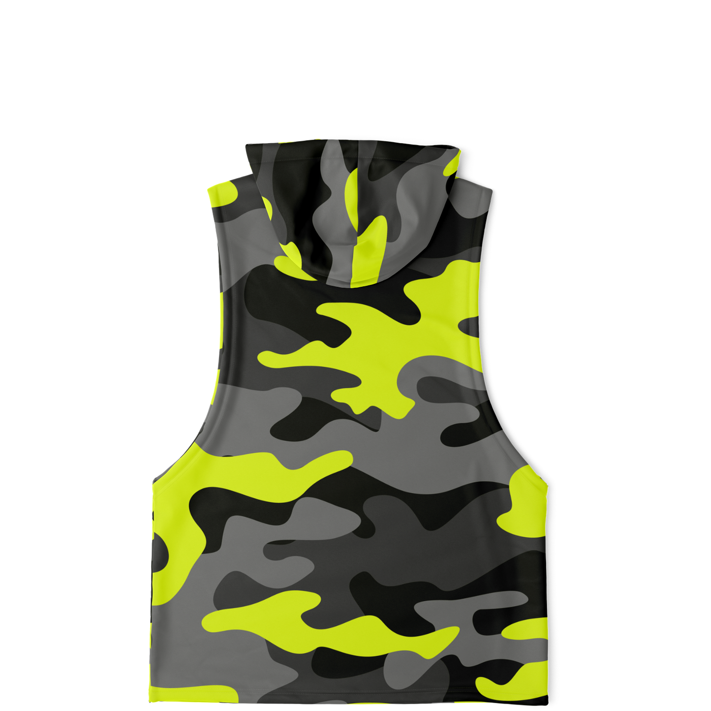 Sleeveless Hoodie | Black, Gray & Yellow Camouflage