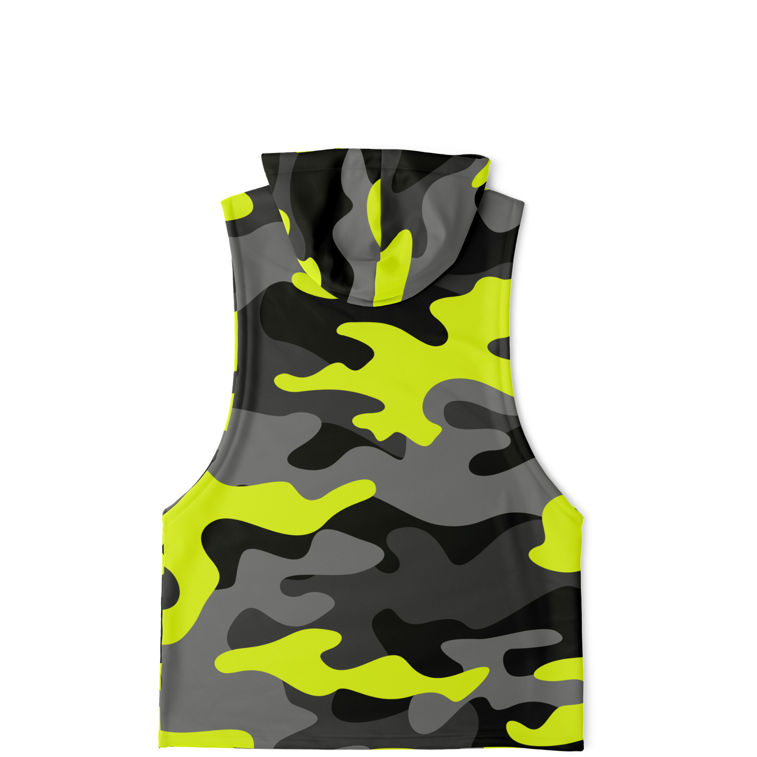 Sleeveless Hoodie | Black, Gray & Yellow Camouflage