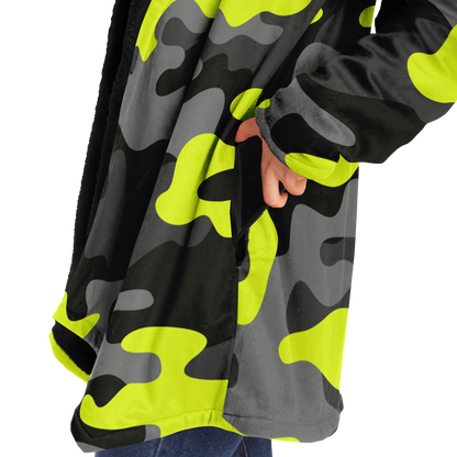 Camo Cloak | Yellow, Black, & Gray Camouflage | Microfleece