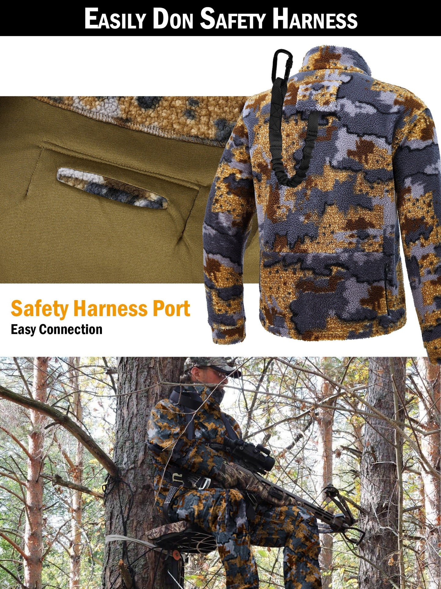 Men's Bow Hunting Suit | Camo Jacket with Zipper & Harness Port