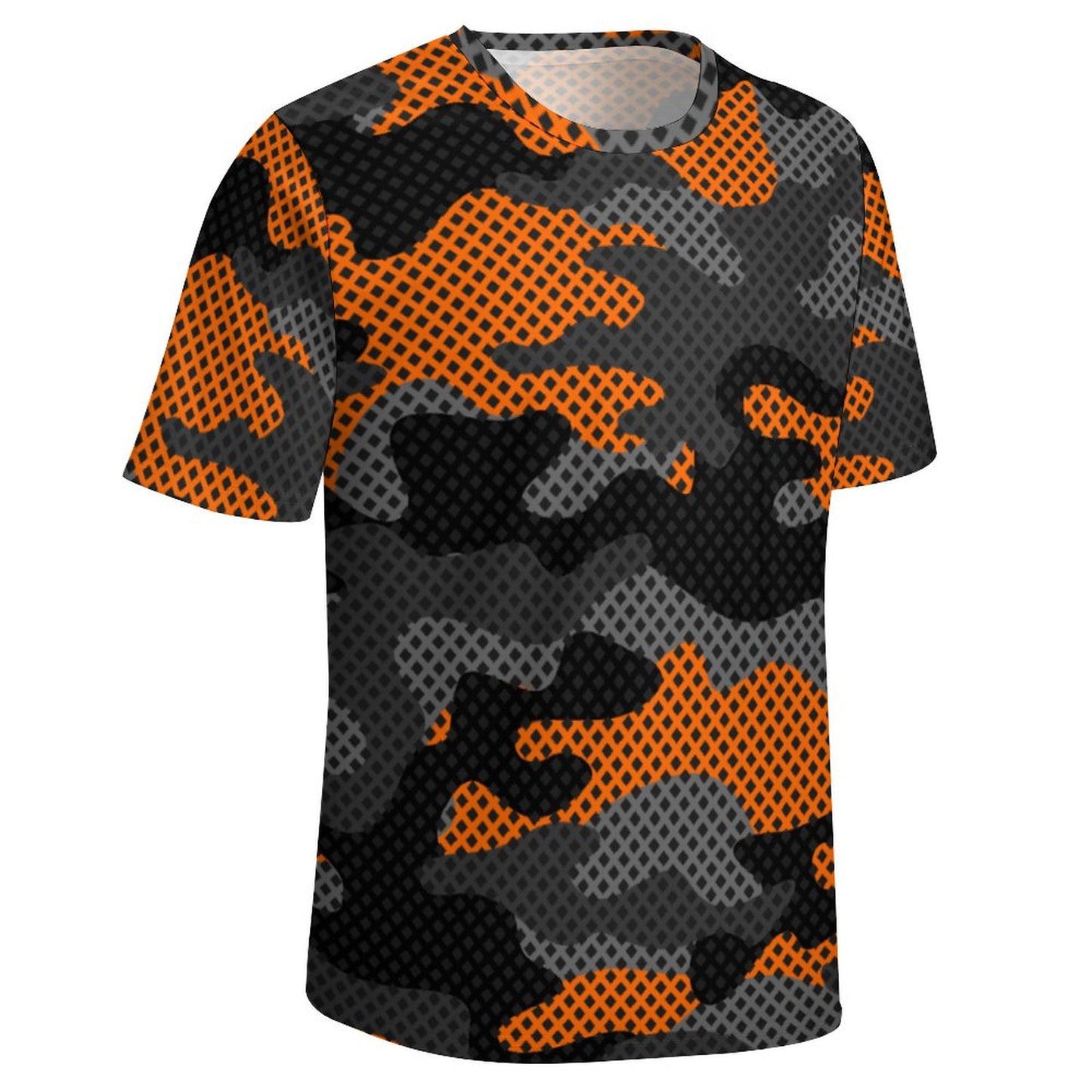 Camo Shirt | Black & Orange Pixel Camouflage T