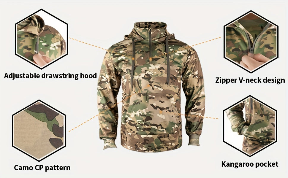 Camo Hunting Hoodie | Men's Wool Lined Warm Pullover