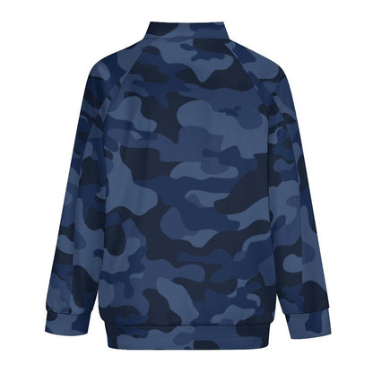 Camo Shirt | Raglan Zip-up | Deep Blue