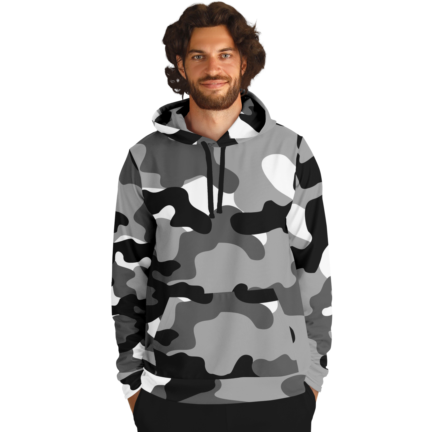 Camo Hoodie | Black, White & Gray Camouflage Pullover