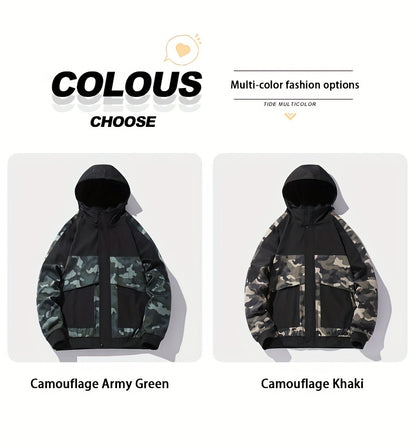 Camo Graphic Fleece Jacket | Men's Casual Hooded Winter Coat