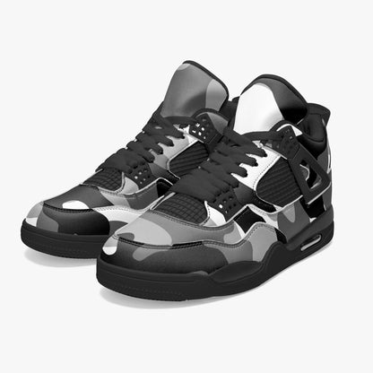 Camo Jordans AJ4 | Gray, Black and White Camouflage