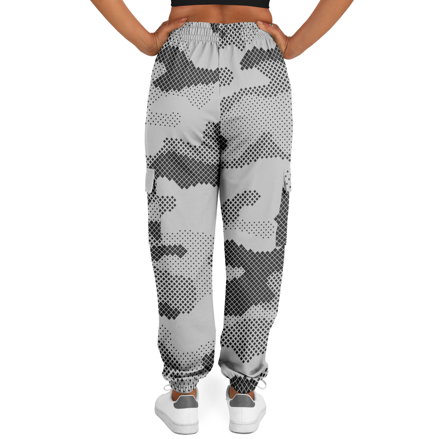 Camo Cargo Pants | Unisex | Black & White Digital Dotted