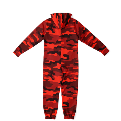 Camo Onesie | Scarlet Red and Black Camouflage