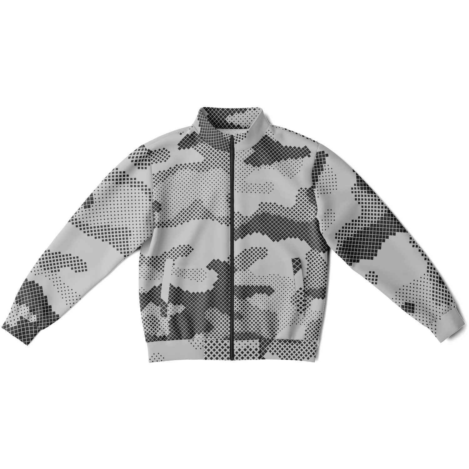 Camo Track Jacket | Black & White Digital Camouflage