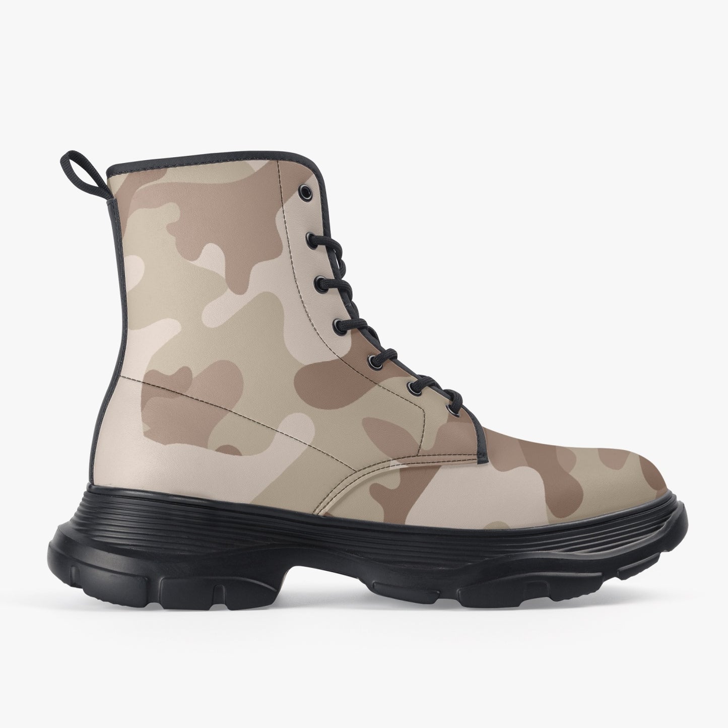 Chunky Boots | Leather in Desert Brown Camouflage