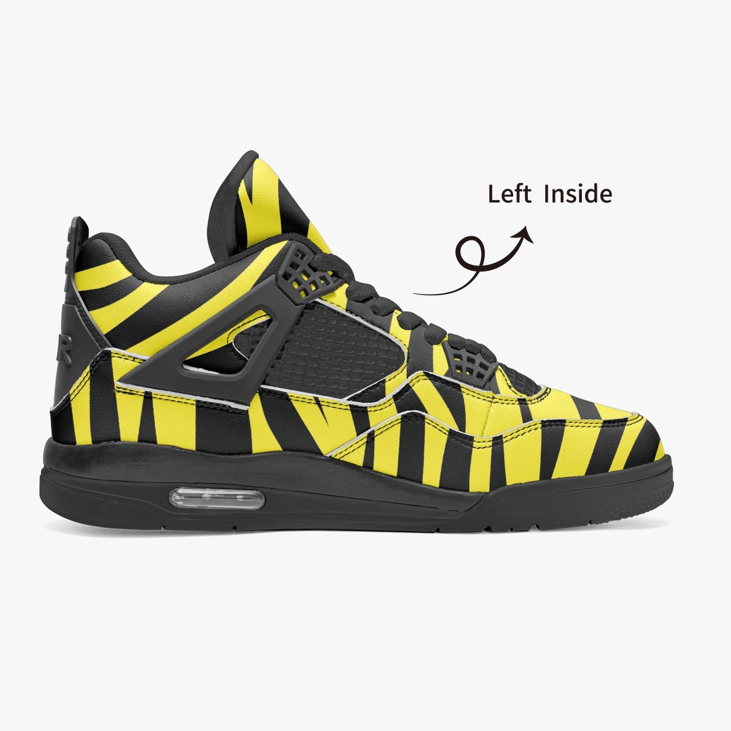 Zebra Jordans AJ4 | Yellow and Black Sneakers