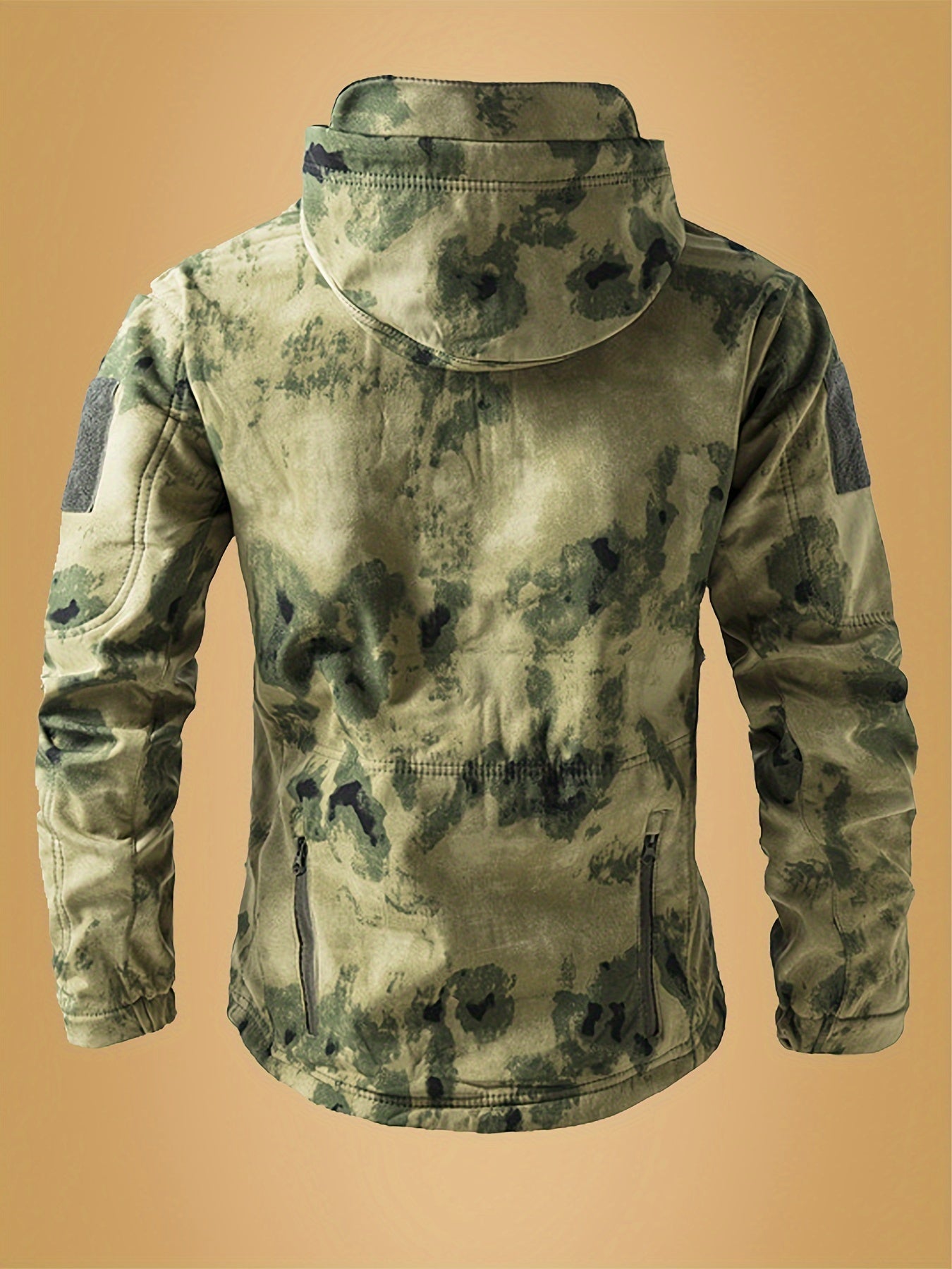 Men's Tactical Camo Windbreaker | Waterproof, Mid-Length Military Jacket with Hood