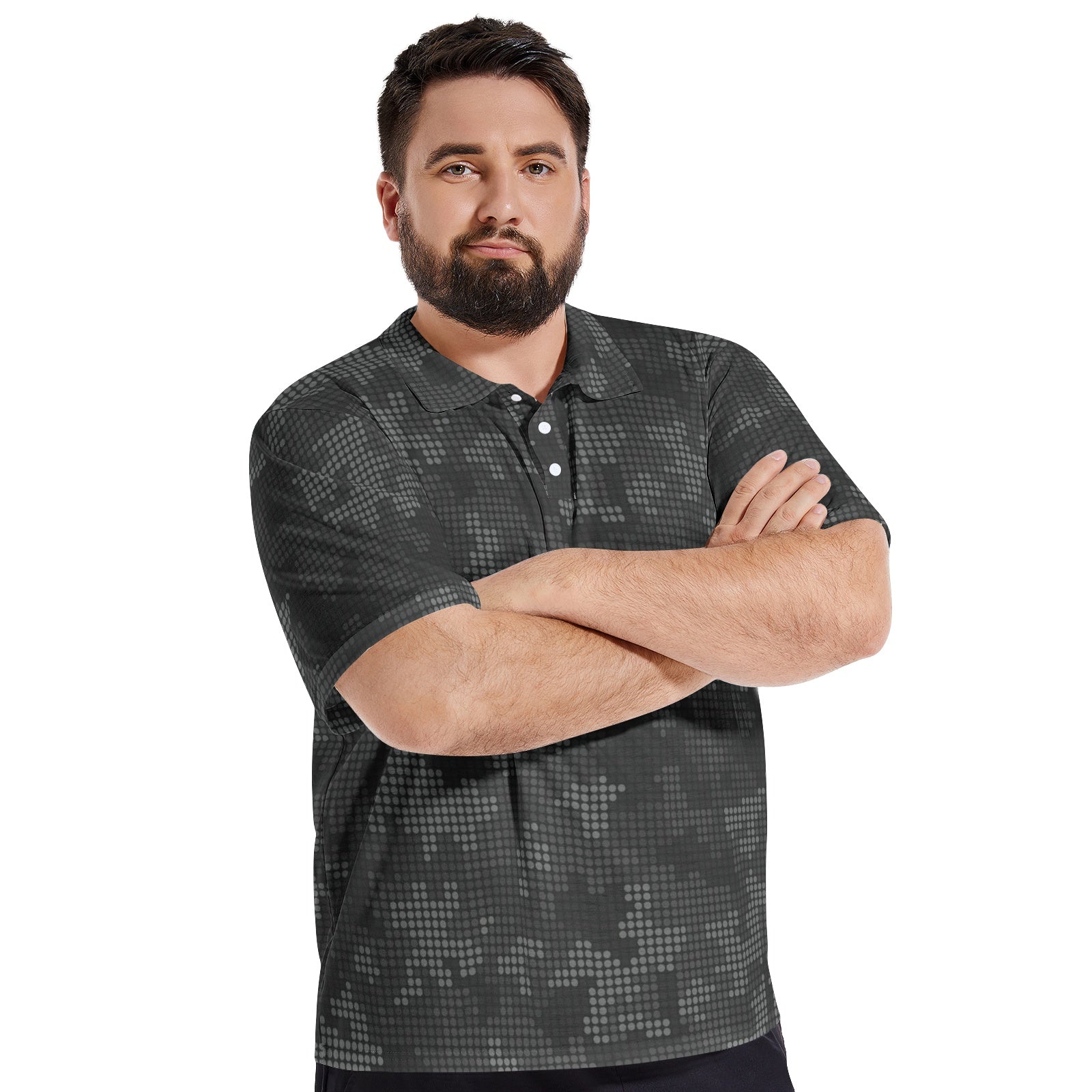 Black Camo Golf Shirt | Stylish Pixel Camouflage