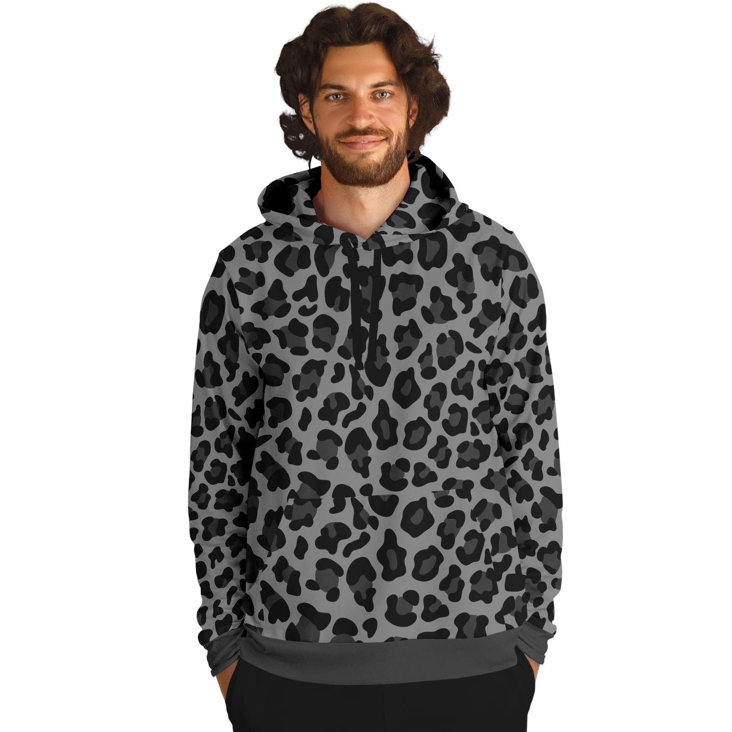 Leopard Hoodie | Black and Gray Pattern | Unisex