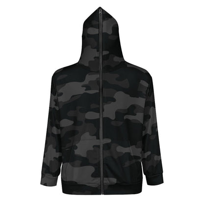 Zip up Camo Hoodie | Black Camouflage