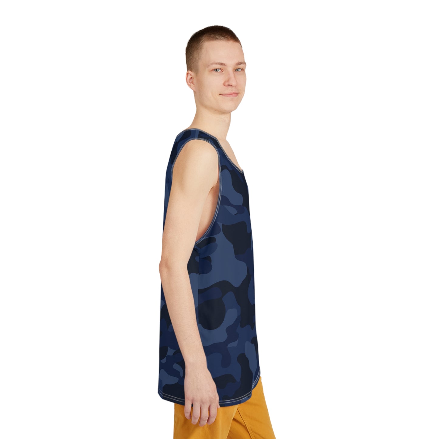 Men's Camo Tank Top | Deep Blue Camouflage | Loose Fit