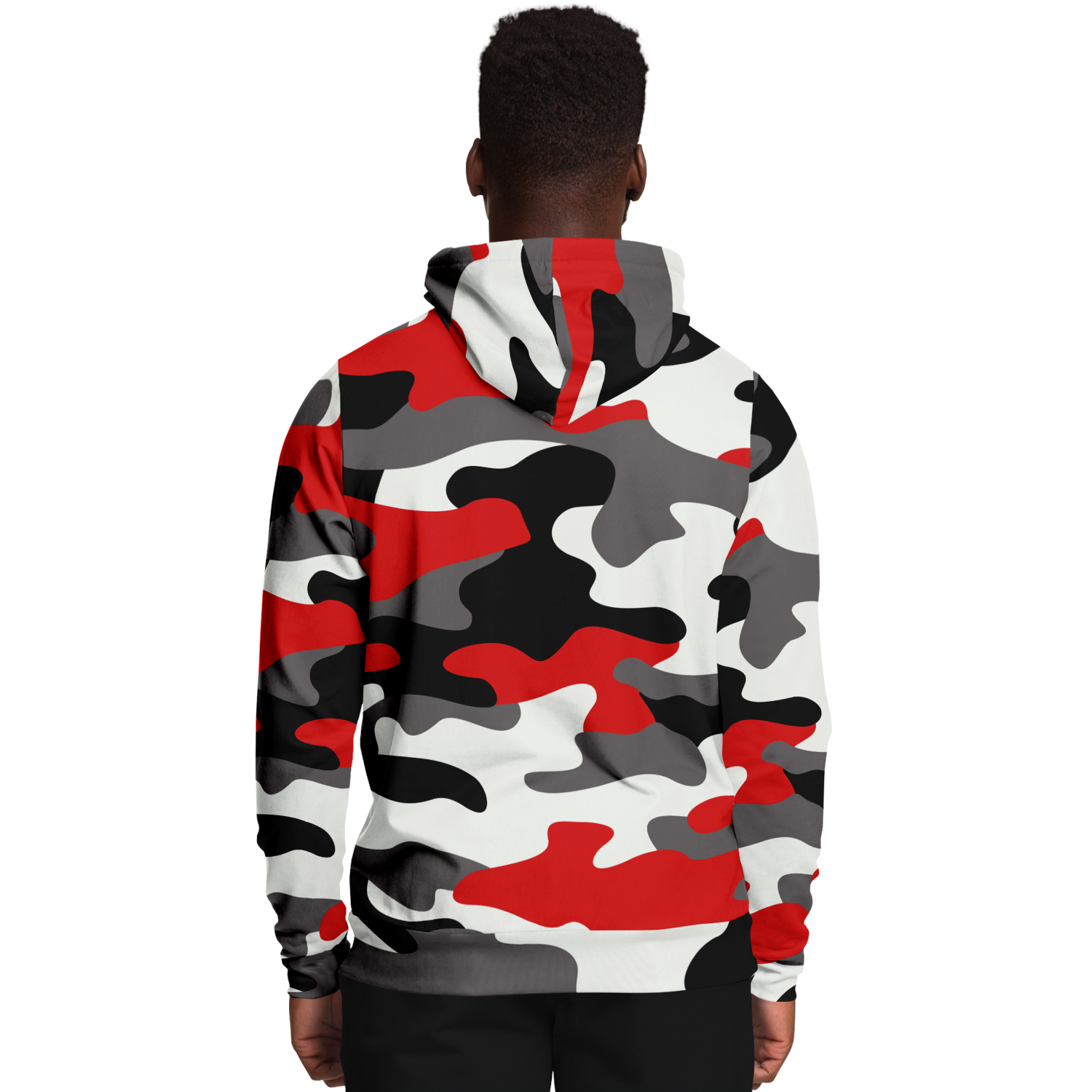 Camo Hoodie | Red, Black & White Camouflage Pullover