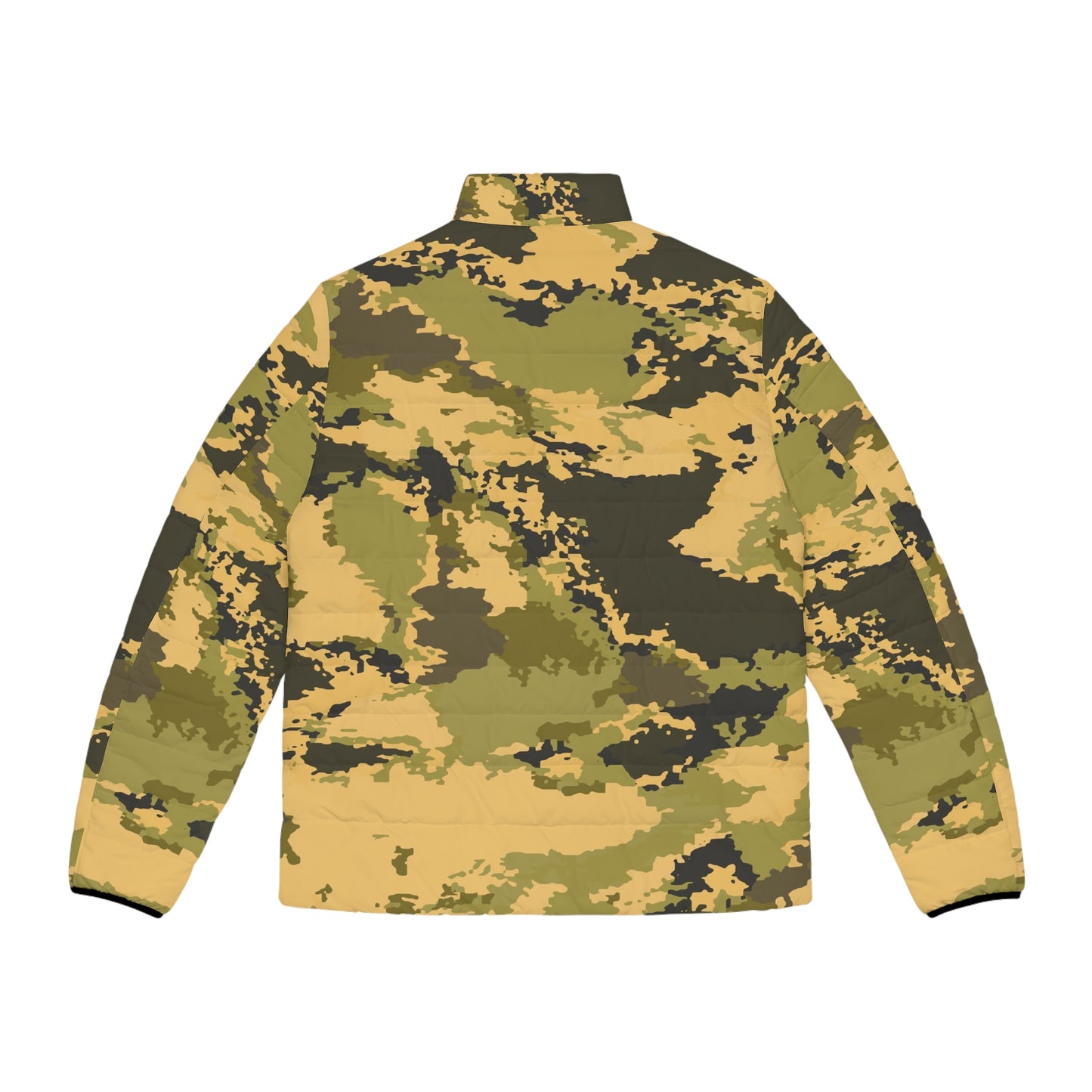 Puffer Jacket For Men | Green Watercolor Desert Camouflage